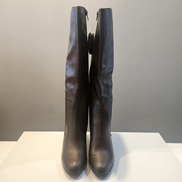 Style & Co NEW Womens Boots 9.5M Faux Leather Brown Block Heel Side Zip Closure - Picture 2 of 12